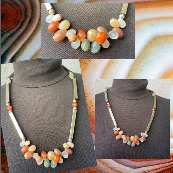 Color Me Colors of Agate, Silver-Agate Necklace - Picture 5 of 6